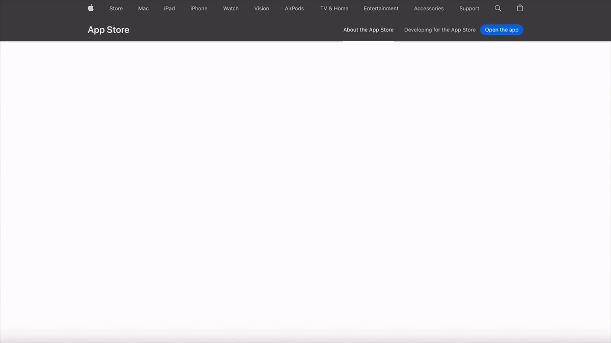 Apple App Store page hero animation